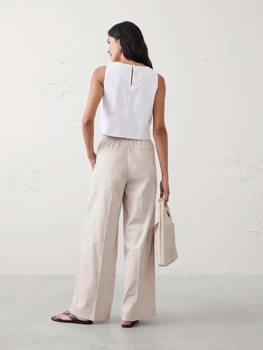 NWT! BANANA REPUBLIC FLAX WIDE-LEG HIGH-RISE LINEN-BLEND PANT 🧲